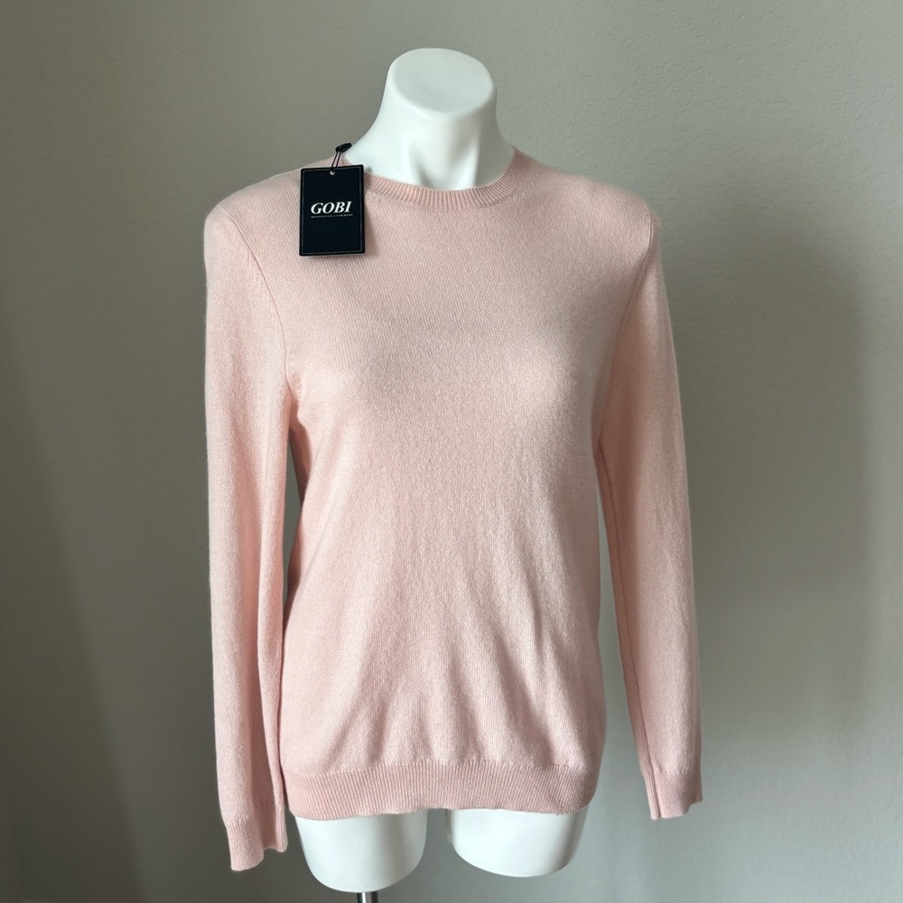 Gobi Essential Cashmere Crew Neck Rosewater Pink Lightweight Sweater Medium NWT